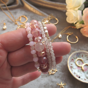 Pasztell Álom Ásvány ékszer Rózsakvarc és Achát Ásvány karkötő Alaktartó karkötő valódi kövekkel - ékszer - karkötő - ásványkarkötő - Meska.hu