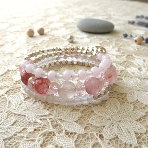 Pasztell Álom Ásvány ékszer Rózsakvarc és Achát Ásvány karkötő Alaktartó karkötő valódi kövekkel, Ékszer, Karkötő, Ásványkarkötő, Ékszerkészítés, MESKA