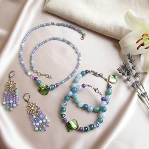 Kristályhármas Szett � Ametiszt, Aventurin és Akvamarin elegáns  ásványékszer szett - ékszer - ékszerszett - Meska.hu