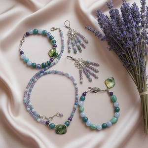 Kristályhármas Szett � Ametiszt, Aventurin és Akvamarin elegáns  ásványékszer szett, Ékszer, Ékszerszett, Ékszerkészítés, MESKA