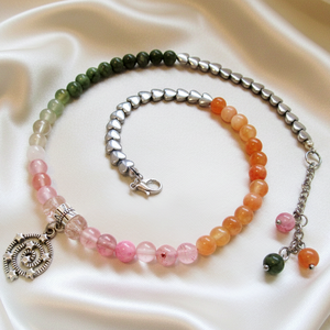 Egyedi Spirál Medálos Choker Szív Hematit  Napkő  Zöld Kalcedon 8mm Gyöngyökkel természetes Ásvány Nyaklánc, Ékszer, Nyaklánc, Medál, Ékszerkészítés, MESKA