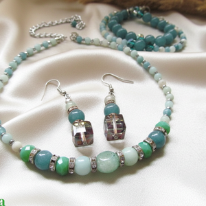  Akvamarin Aventurin ékszerszett Amazon nyugalma � 4 részes ásvány ékszerszett zöld akvamarinnal , Ékszer, Ékszerszett, Ékszerkészítés, MESKA