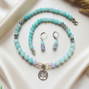 Elegáns amazonit ékszerszett Életfa medállal - ékszer - ékszerszett - Meska.hu