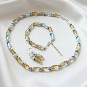 Ragyogó Hematit és Üvegkristály Ékszerszett Nyaklánc, Karkötő és Fülbevaló  Kézzel Készített Elegancia - ékszer - ékszerszett - Meska.hu