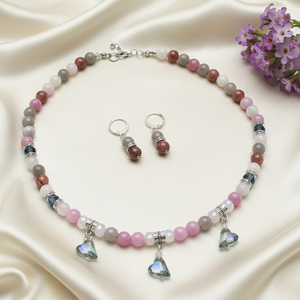 Cukor Felhő Ásvány Ékszer � Nyaklánc és Fülbevaló Szett Természetes Kövekből, Ékszer, Ékszerszett, , MESKA