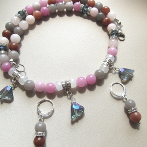 Cukor Felhő Ásvány Ékszer � Nyaklánc és Fülbevaló Szett Természetes Kövekből - ékszer - ékszerszett - Meska.hu