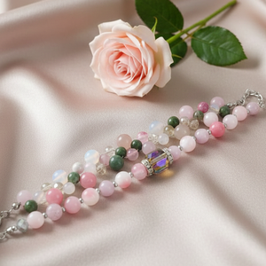 Lélekharmónia Valódi Ásványékszer Szett Rózsakvarc Akvamarin és Perzsa Jade, Ékszer, Karkötő, Ásványkarkötő, Ékszerkészítés, MESKA