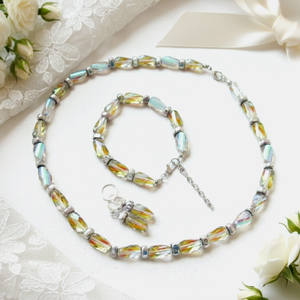 Ragyogó Hematit és Üvegkristály Ékszerszett Nyaklánc, Karkötő és Fülbevaló  Kézzel Készített Elegancia - ékszer - ékszerszett - Meska.hu