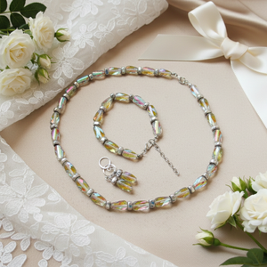 Ragyogó Hematit és Üvegkristály Ékszerszett Nyaklánc, Karkötő és Fülbevaló  Kézzel Készített Elegancia, Ékszer, Ékszerszett, Ékszerkészítés, MESKA