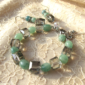 Zöld Harmónia � Nemesacél Ékszerszett Valódi Aventurinnal és Kristályokkal - ékszer - ékszerszett - Meska.hu