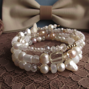 Selyemfényű Ásvány-zuhatag � Szelenit és Gyöngy Statement Karkötő-Boho-Luxe, Ékszer, Karkötő, Ásványkarkötő, Ékszerkészítés, MESKA