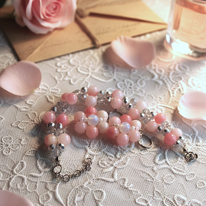 Édes Harmónia: Rózsaszín Jáde és Opál Csillogás � Karkötő és Virág Fülbevaló Szett, Ékszer, Ékszerszett, Ékszerkészítés, MESKA