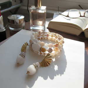 Pasztell Álom � Rózsakvarc és Kristály Többsoros Ékszerszett - ékszer - ékszerszett - Meska.hu