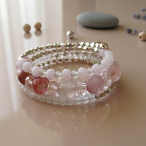 Pasztell Álom Ásvány ékszer Rózsakvarc és Achát Ásvány karkötő Alaktartó karkötő valódi kövekkel, Ékszer, Karkötő, Ásványkarkötő, Ékszerkészítés, MESKA