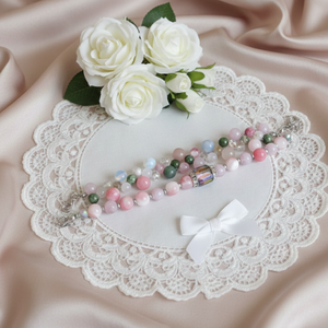 Lélekharmónia Valódi Ásványékszer Szett Rózsakvarc Akvamarin és Perzsa Jade - ékszer - karkötő - ásványkarkötő - Meska.hu