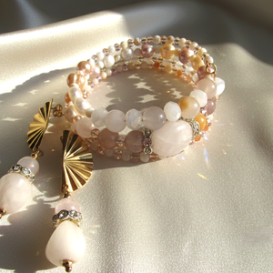 Pasztell Álom � Rózsakvarc és Kristály Többsoros Ékszerszett, Ékszer, Ékszerszett, Ékszerkészítés, MESKA