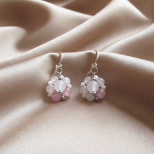 Flora Silver Edition � Achát és Hematit Virágfülbevaló 925-ös Ezüsttel  - ékszer - fülbevaló - lógó fülbevaló - Meska.hu