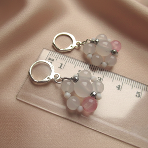 Flora Silver Edition � Achát és Hematit Virágfülbevaló 925-ös Ezüsttel  - ékszer - fülbevaló - lógó fülbevaló - Meska.hu