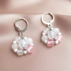 Flora Silver Edition � Achát és Hematit Virágfülbevaló 925-ös Ezüsttel , Ékszer, Fülbevaló, Lógó fülbevaló, , MESKA