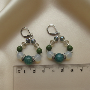 Erdő Mélye � Nagyszemű Achát és Opálfülbevaló - ékszer - fülbevaló - lógó fülbevaló - Meska.hu