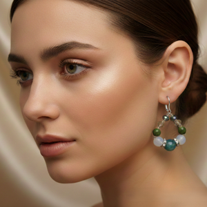 Erdő Mélye � Nagyszemű Achát és Opálfülbevaló - ékszer - fülbevaló - lógó fülbevaló - Meska.hu