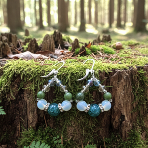 Erdő Mélye � Nagyszemű Achát és Opálfülbevaló - ékszer - fülbevaló - lógó fülbevaló - Meska.hu