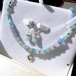 Akvamarin álom � Mesés ékszerszett ezüst fülbevalóval, díszdobozba rejtve - ékszer - ékszerszett - Meska.hu