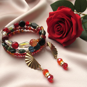 Tűz és Elegancia� Kézműves Ékszerszett Aranyozott Részletekkel, Ékszer, Ékszerszett, Ékszerkészítés, MESKA