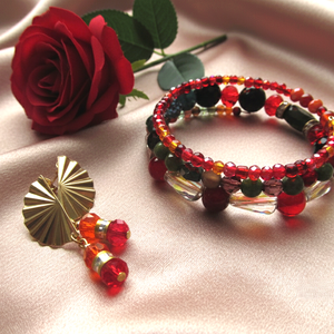 Tűz és Elegancia� Kézműves Ékszerszett Aranyozott Részletekkel - ékszer - ékszerszett - Meska.hu