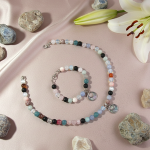 Lélek-Mozaik Kollekció � Sokszínű ásványékszer szett 8 mm-es gyöngyökből - ékszer - ékszerszett - Meska.hu