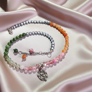 Egyedi Spirál Medálos Choker Szív Hematit  Napkő  Zöld Kalcedon 8mm Gyöngyökkel természetes Ásvány Nyaklánc - ékszer - nyaklánc - medál - Meska.hu