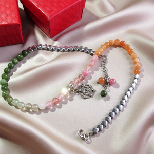 Egyedi Spirál Medálos Choker Szív Hematit  Napkő  Zöld Kalcedon 8mm Gyöngyökkel természetes Ásvány Nyaklánc - ékszer - nyaklánc - medál - Meska.hu