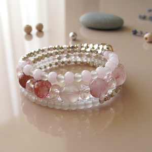 Pasztell Álom Ásvány ékszer Rózsakvarc és Achát Ásvány karkötő Alaktartó karkötő valódi kövekkel, Ékszer, Karkötő, Ásványkarkötő, Ékszerkészítés, MESKA