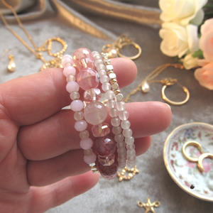 Pasztell Álom Ásvány ékszer Rózsakvarc és Achát Ásvány karkötő Alaktartó karkötő valódi kövekkel - ékszer - karkötő - ásványkarkötő - Meska.hu