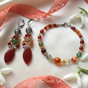 Vibráló Színű Achát Struktúra � Karkötő és Fülbevaló Ékszerszett a Természet Laborjából, Ékszer, Ékszerszett, Ékszerkészítés, MESKA