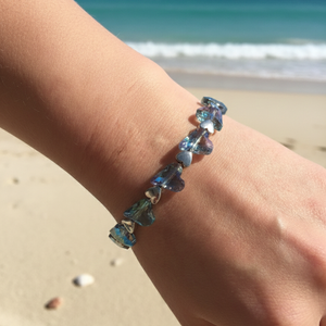 Óceán Kincse  Rugalmas hematit szíves karkötő - ékszer - karkötő - ásványkarkötő - Meska.hu