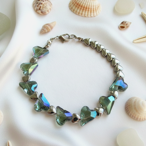 Óceán Kincse  Rugalmas hematit szíves karkötő - Meska.hu