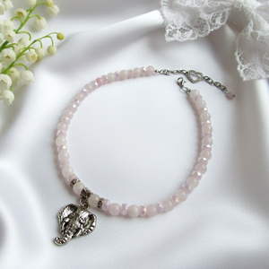 Ganésa Áldása � Rózsakvarc ásvány nyaklánc az akadályok legyőzéséhez, állítható méretben - Meska.hu