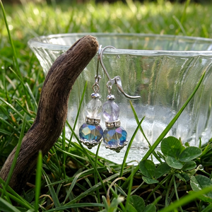 Aura Pajzsa � Fluorit és Kristály Hipoallergén Ásvány Fülbevaló - ékszer - fülbevaló - lógó fülbevaló - Meska.hu