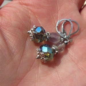 Aura Pajzsa � Fluorit és Kristály Hipoallergén Ásvány Fülbevaló - ékszer - fülbevaló - lógó fülbevaló - Meska.hu