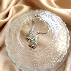 Aura Pajzsa � Fluorit és Kristály Hipoallergén Ásvány Fülbevaló - ékszer - fülbevaló - lógó fülbevaló - Meska.hu