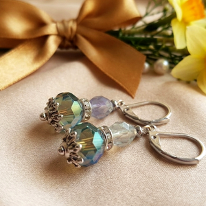 Aura Pajzsa � Fluorit és Kristály Hipoallergén Ásvány Fülbevaló - Meska.hu