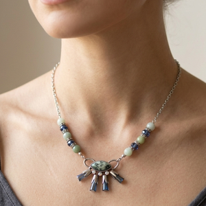 Nílus Éke � Természetes Amazonit és Rozsdamentes Acél Nyaklánc - Meska.hu