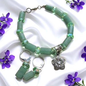 Tavaszi Harmat és Szerencse � Aventurin Ékszerszett, Ékszer, Karkötő, Ásványkarkötő, , MESKA