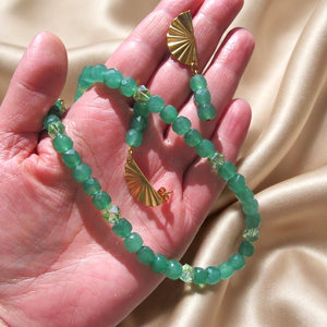 Féldrágakő ragyogás: Aventurin ásvány szett Antiallergén nemesacél kiegészítőkkel - ékszer - ékszerszett - Meska.hu