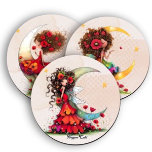 3 db cuki pipacs tündérlány kör alakú alátét szett (#56), , , MESKA