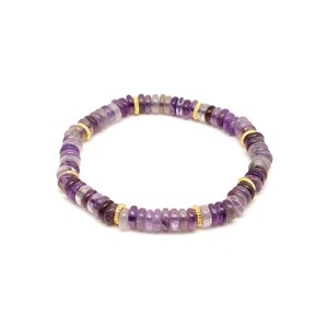 Ametiszt korong karkötő köztessel 6x2mm, Ékszer, Karkötő, Ásványkarkötő, , MESKA