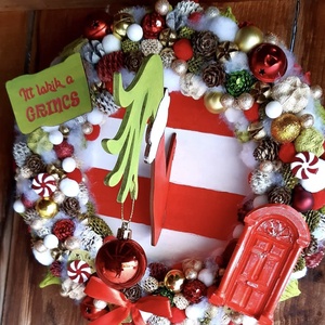 Grincses kopogtató, Karácsony, Adventi díszek, Adventi ajtódísz, Mindenmás, MESKA