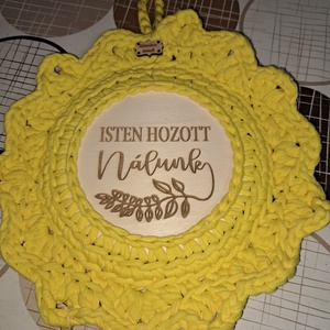 Isten hozott kopogtató, Otthon & Életmód, Dekoráció, Ajtó- és ablak dekoráció, Ajtódísz & Kopogtató, Horgolás, MESKA