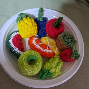 Horgolt gyümölcs szett, Baba - mama, Babalátogató ajándékcsomag, Horgolás, MESKA